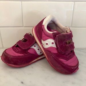 Saucony Jazz baby toddler shoes fuschia white